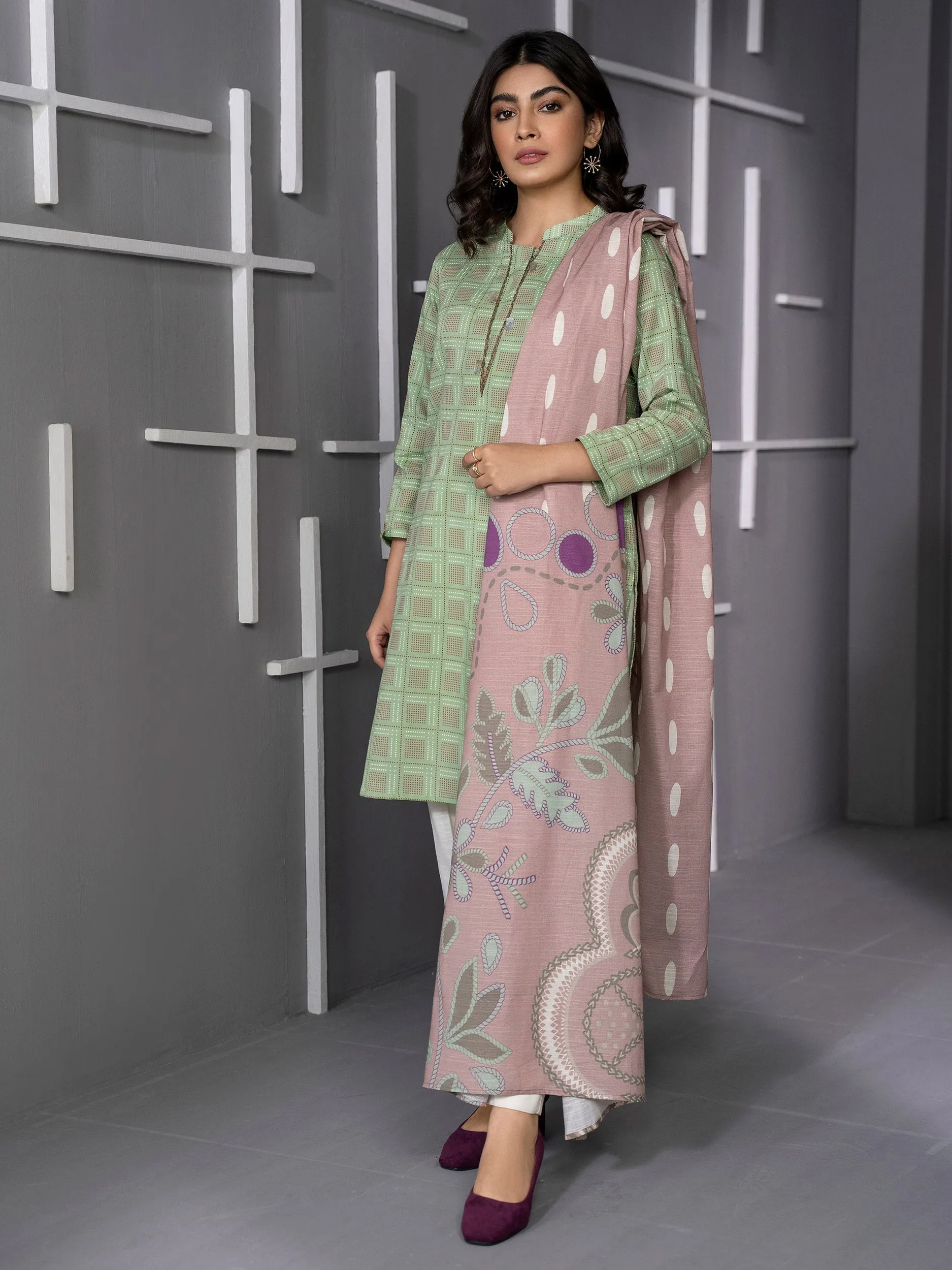2 Piece Khaddar Suit-Printed (Unstitched)