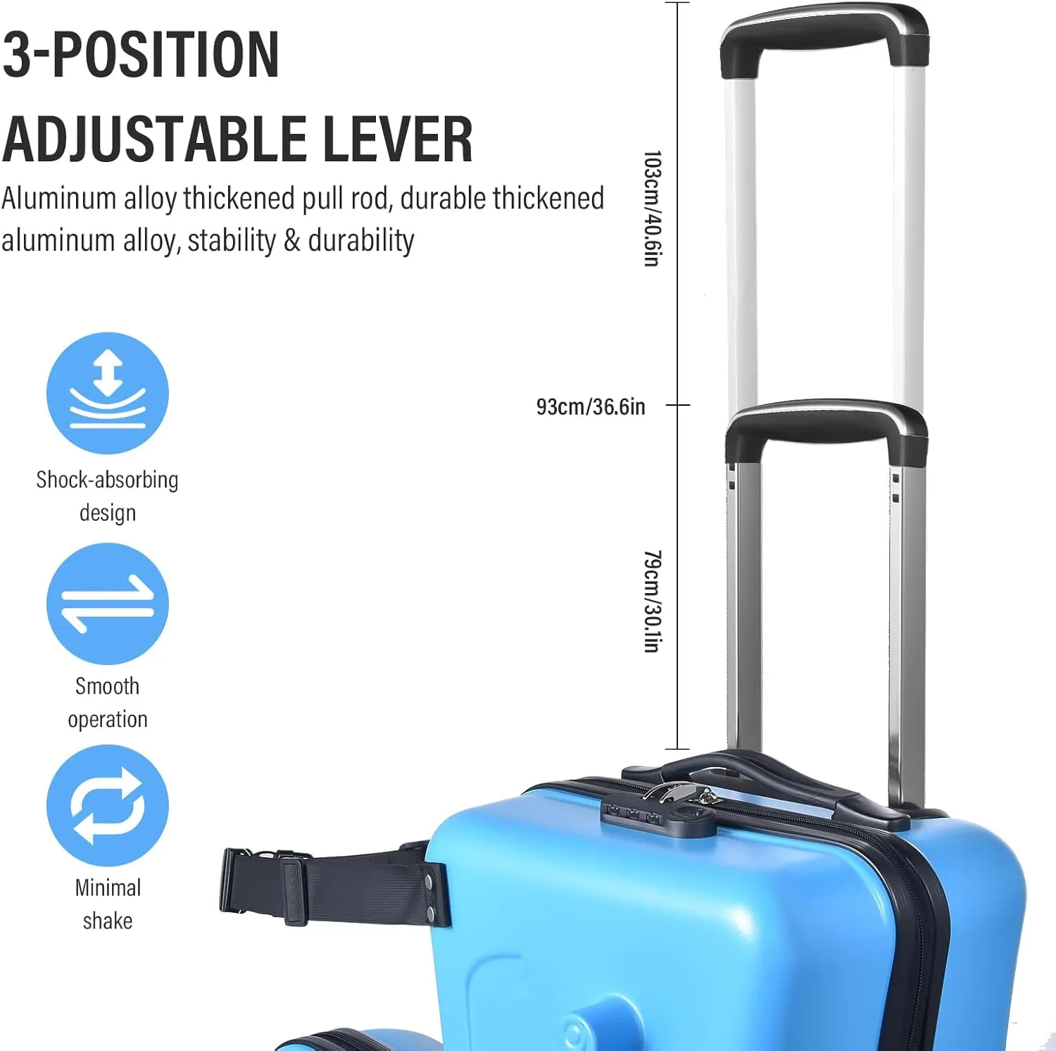 20 Inch Kids Ride Suitcase,Toddler Luggage Seat Ride with Lock - Kids Travel Trolley with Safety Belt, kids luggage for Toddler Airplane Travel,Suitcase to Aged 1-6 Years Old,ABS PC (Blue)