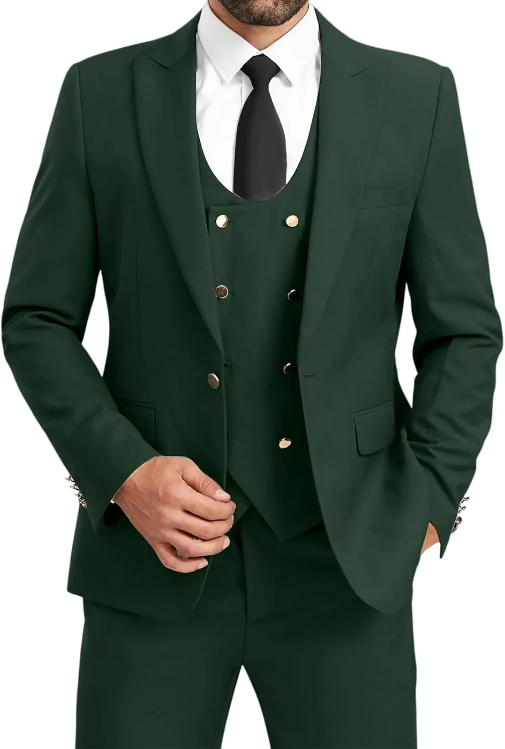 3 Piece Men's Suits Slim Fit Suits Double Breasted Suit Wedding Groomsmen Prom Business Suit Formal Tuxeds Blazer