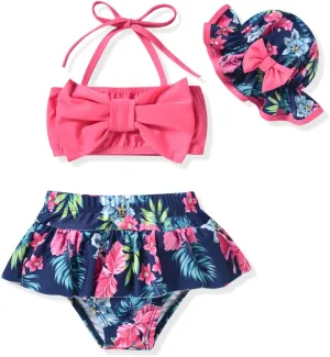 Aalizzwell Baby Girl 2-Piece Bikini Swimsuit with Hat