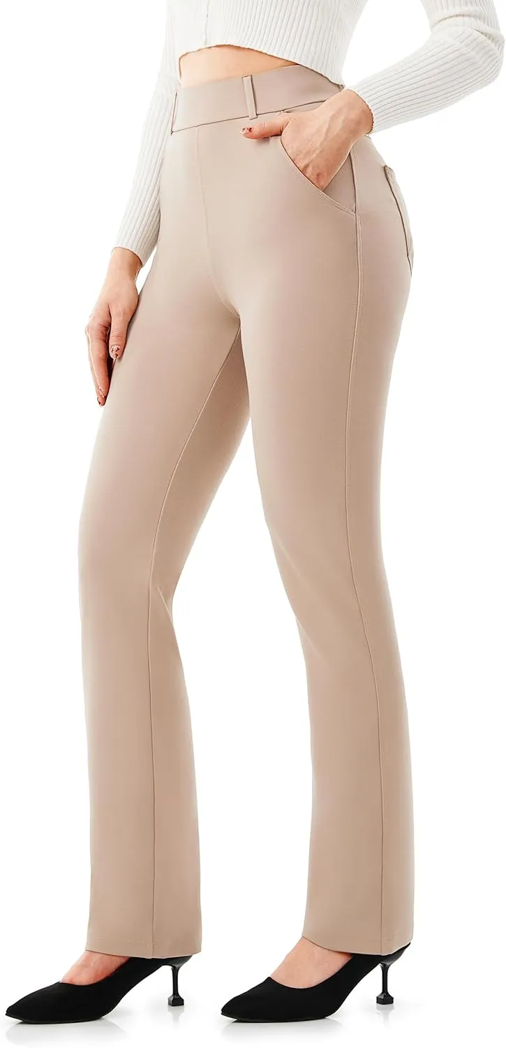 AFITNE Women's Dress Pants 2025 Stretchy Straight Leg Yoga Work Slacks with Pockets Business Casual Pants Petite/Regular/Tall