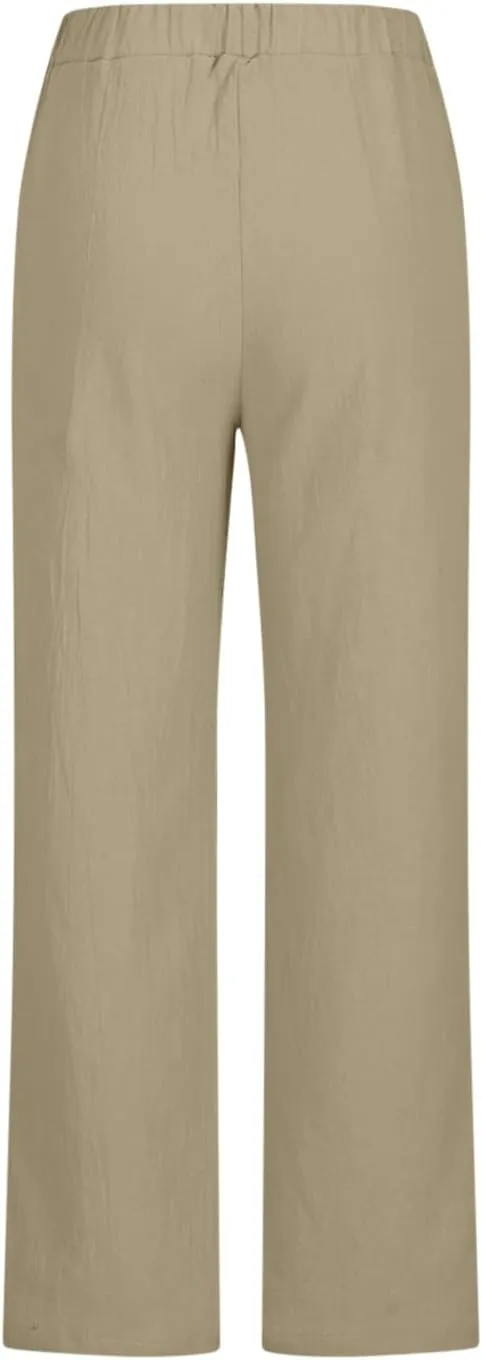 Akklian Women's Summer Cotton Linen Wide Leg Pants Drawstring High Waisted Palazzo Pants Flowy Beach Trousers with Pockets