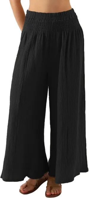 Amazhiyu Womens Wide Leg Palazzo Flowy High Waist Casual Lounge Yoga Pants for Summer