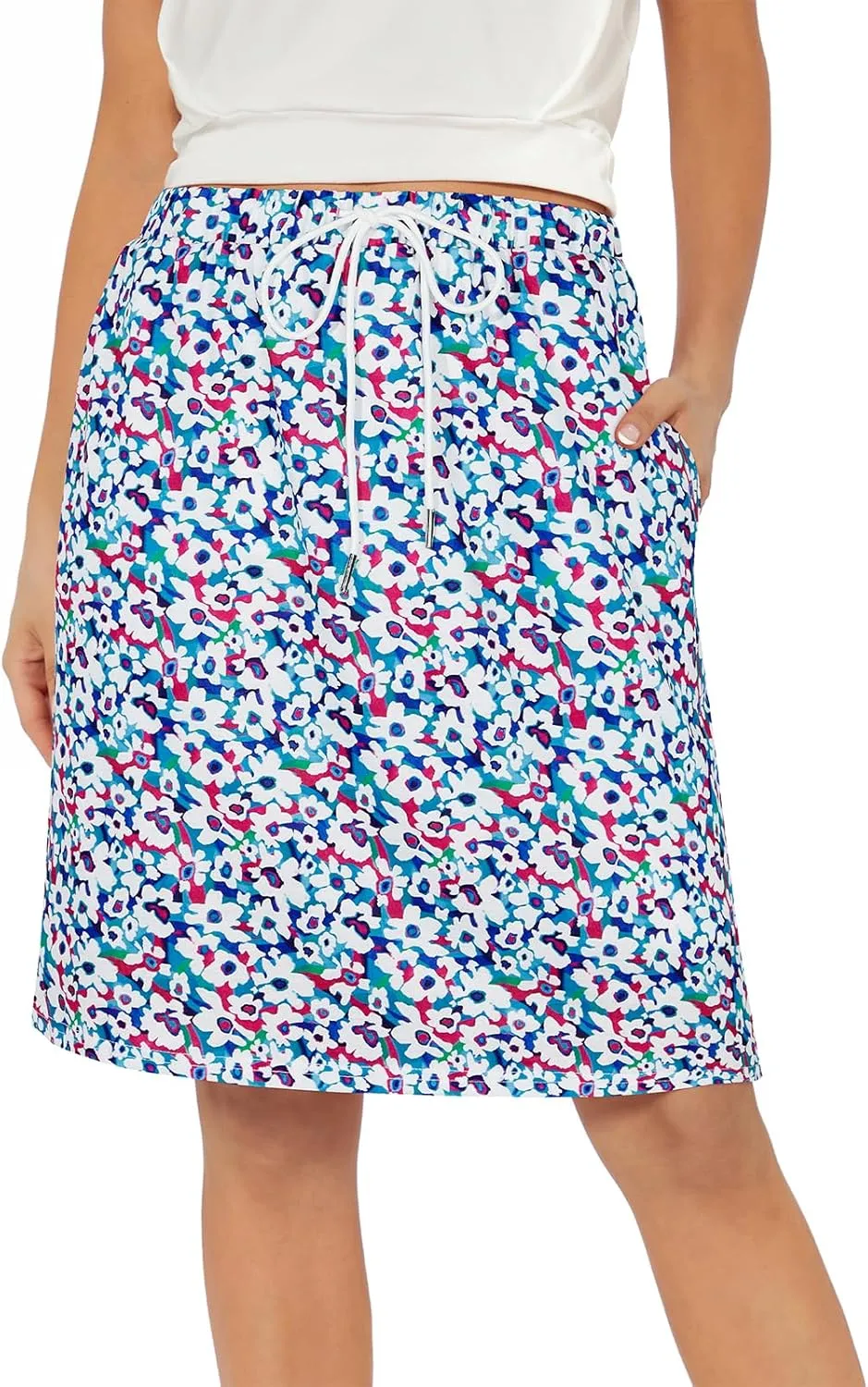 American Trends Skort for Woman with Pockets Athletic Skirt Wokout Knee Length Skirt Drawstring Waist Tennis Golf Skirt