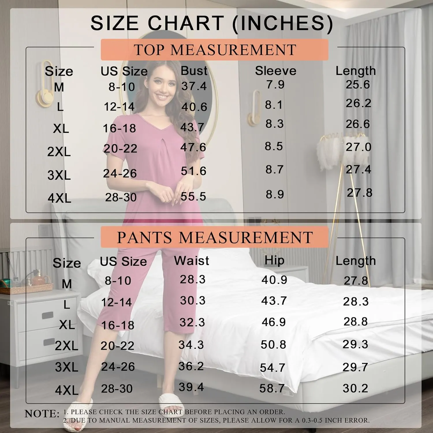 Anyally Women's Summer Capri Pajama Set Short Sleeve Shirt and Pajama Pants 2 Piece Ladies Pjs Sets