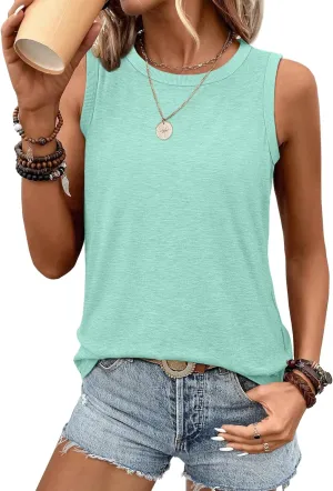 ATHMILE Womens Tank Tops Summer Spring Sleeveless Casual Cute Basic Trendy Loose Flowy Beach Shirt Vacation Outfits 2025
