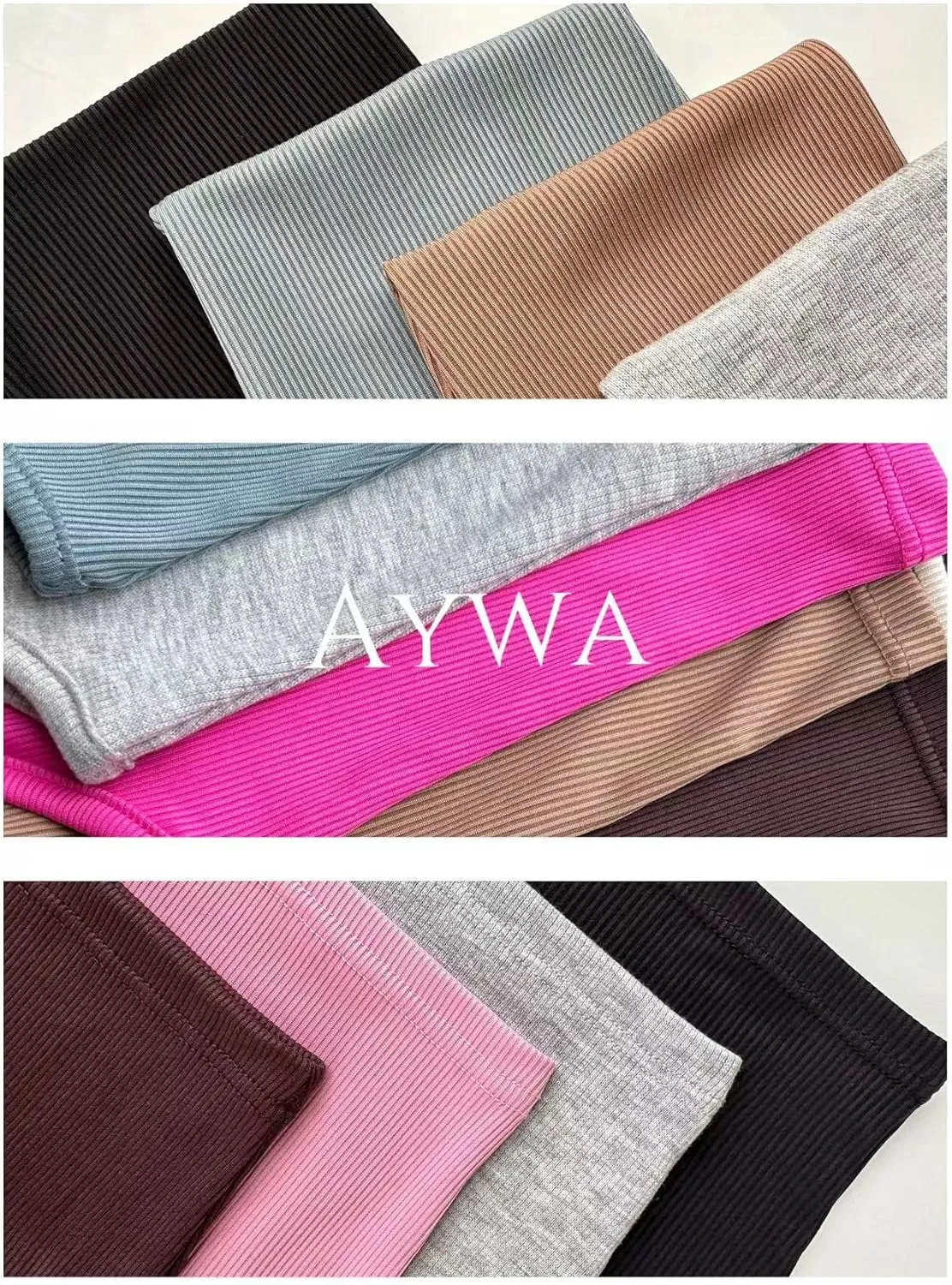 AYWA Casual Workout Sets Two Piece Outfits for Women Ribbed Crop Tank Top High Waist Leggings Active Wear