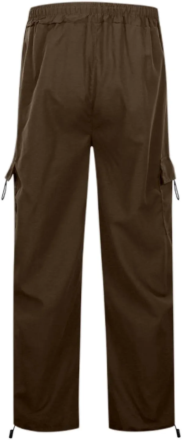 Baggy Parachute Pants for Women Elastic High Waist Lounge Cargo Pants Multiple Pockets Jogger Y2K Quick Dry Pant