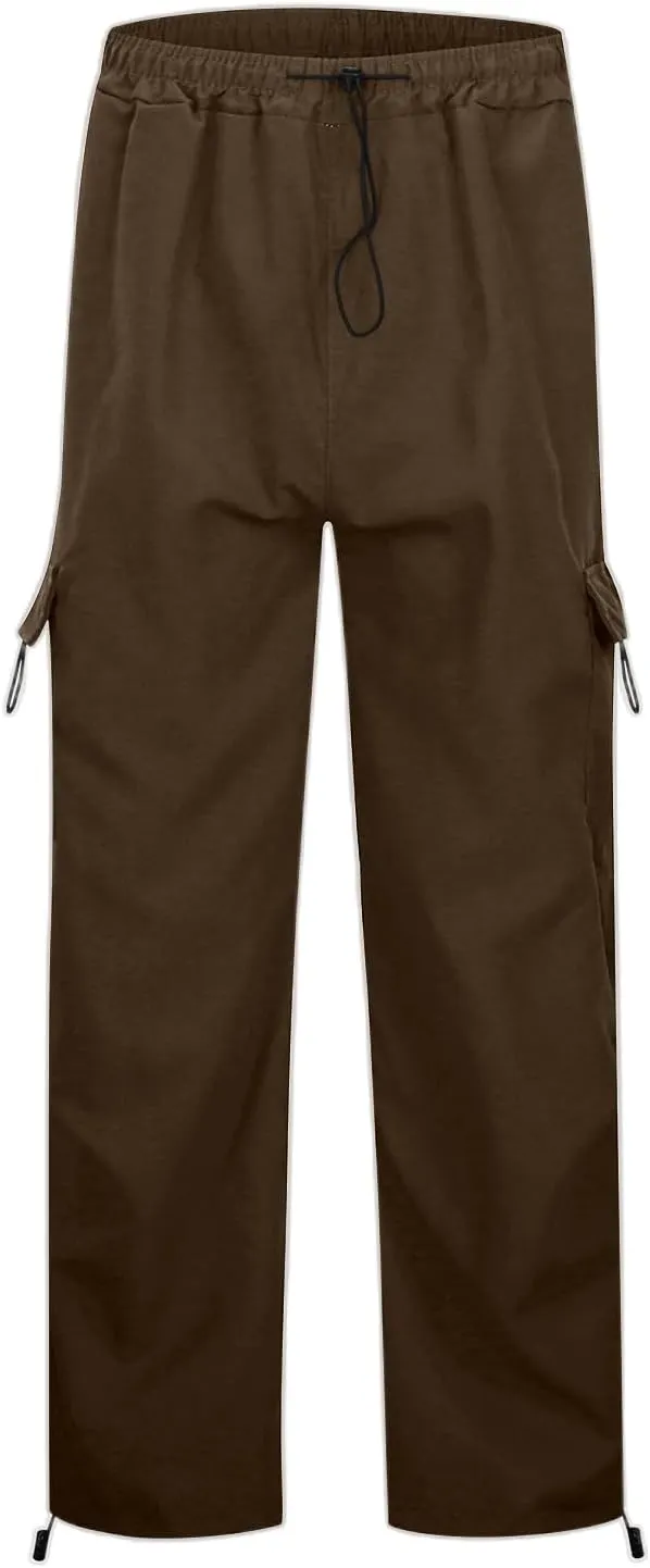Baggy Parachute Pants for Women Elastic High Waist Lounge Cargo Pants Multiple Pockets Jogger Y2K Quick Dry Pant