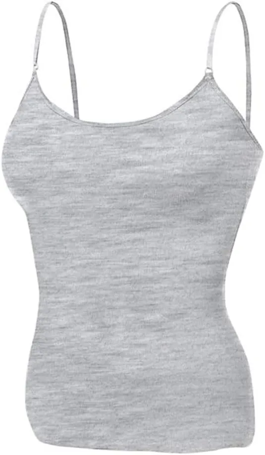 Basic Padded Camisole with Adjustable Spaghetti Strap Plus Size Undershirt Women's Tunic Cami Top, 2XL Black