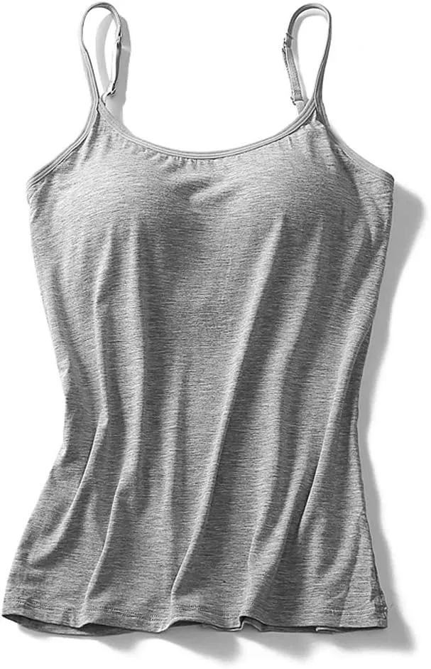 Basic Padded Camisole with Adjustable Spaghetti Strap Plus Size Undershirt Women's Tunic Cami Top, 2XL Black