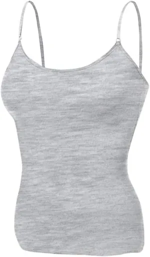 Basic Padded Camisole with Adjustable Spaghetti Strap Plus Size Undershirt Women's Tunic Cami Top, 2XL Black