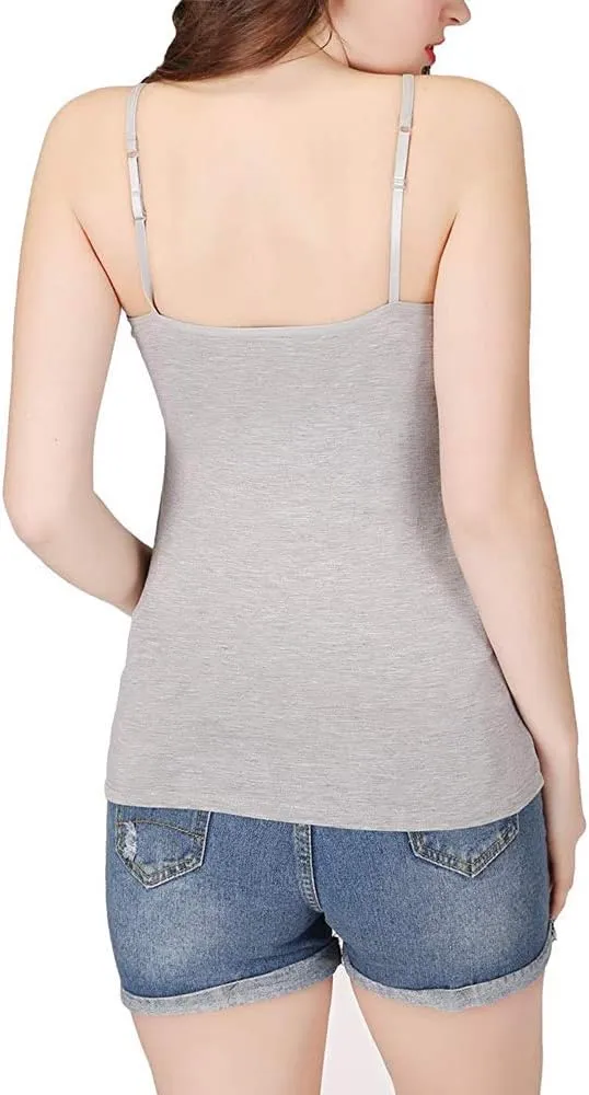 Basic Padded Camisole with Adjustable Spaghetti Strap Plus Size Undershirt Women's Tunic Cami Top, 2XL Black