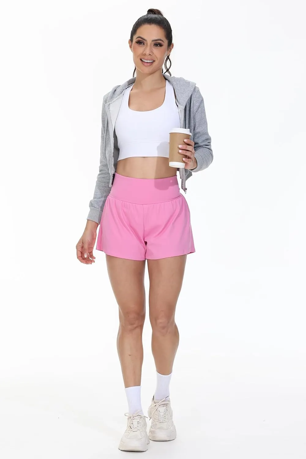 Blaosn Flowy Running Shorts Women Workout Athletic Gym Yoga High Waisted with Pockets Cute Sweat Short Pants Casual Summer