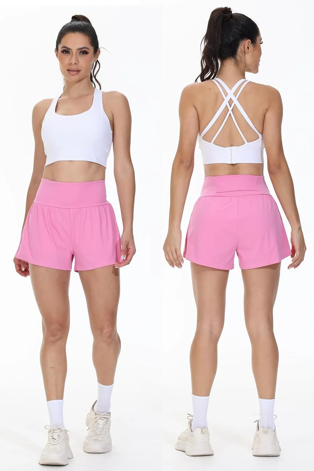 Blaosn Flowy Running Shorts Women Workout Athletic Gym Yoga High Waisted with Pockets Cute Sweat Short Pants Casual Summer