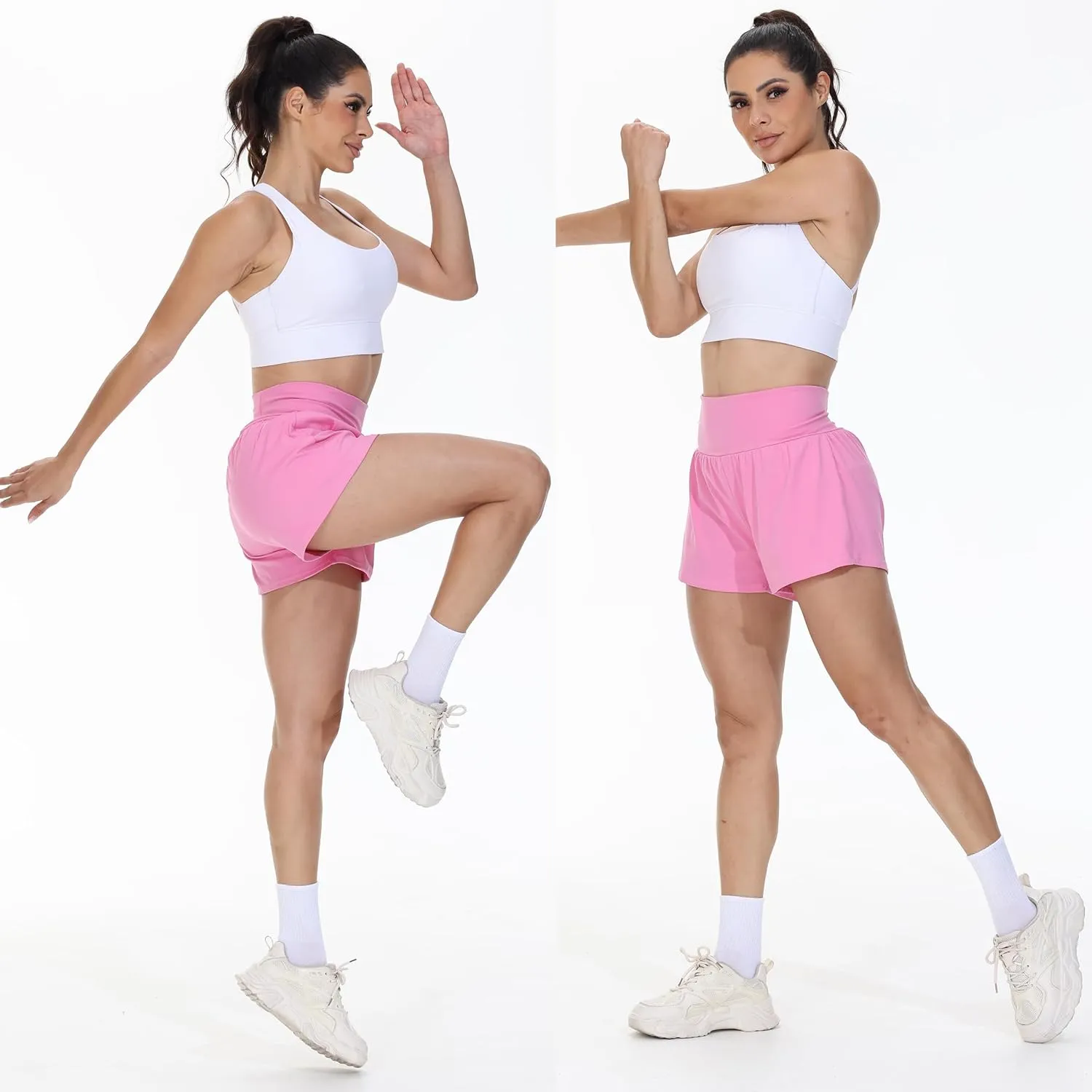 Blaosn Flowy Running Shorts Women Workout Athletic Gym Yoga High Waisted with Pockets Cute Sweat Short Pants Casual Summer