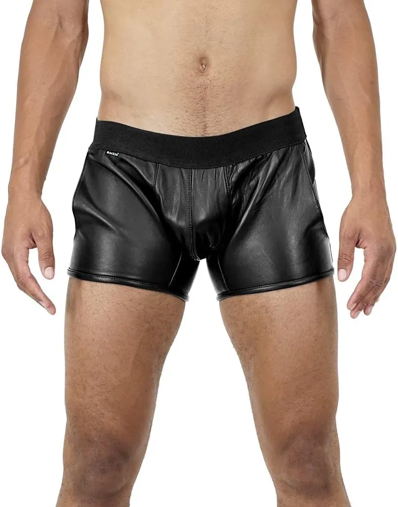 Bockle New Boxer Lamb leather pants Men jeans Man Boxershorts underwear Hipster Shorts Leather Pants Briefs