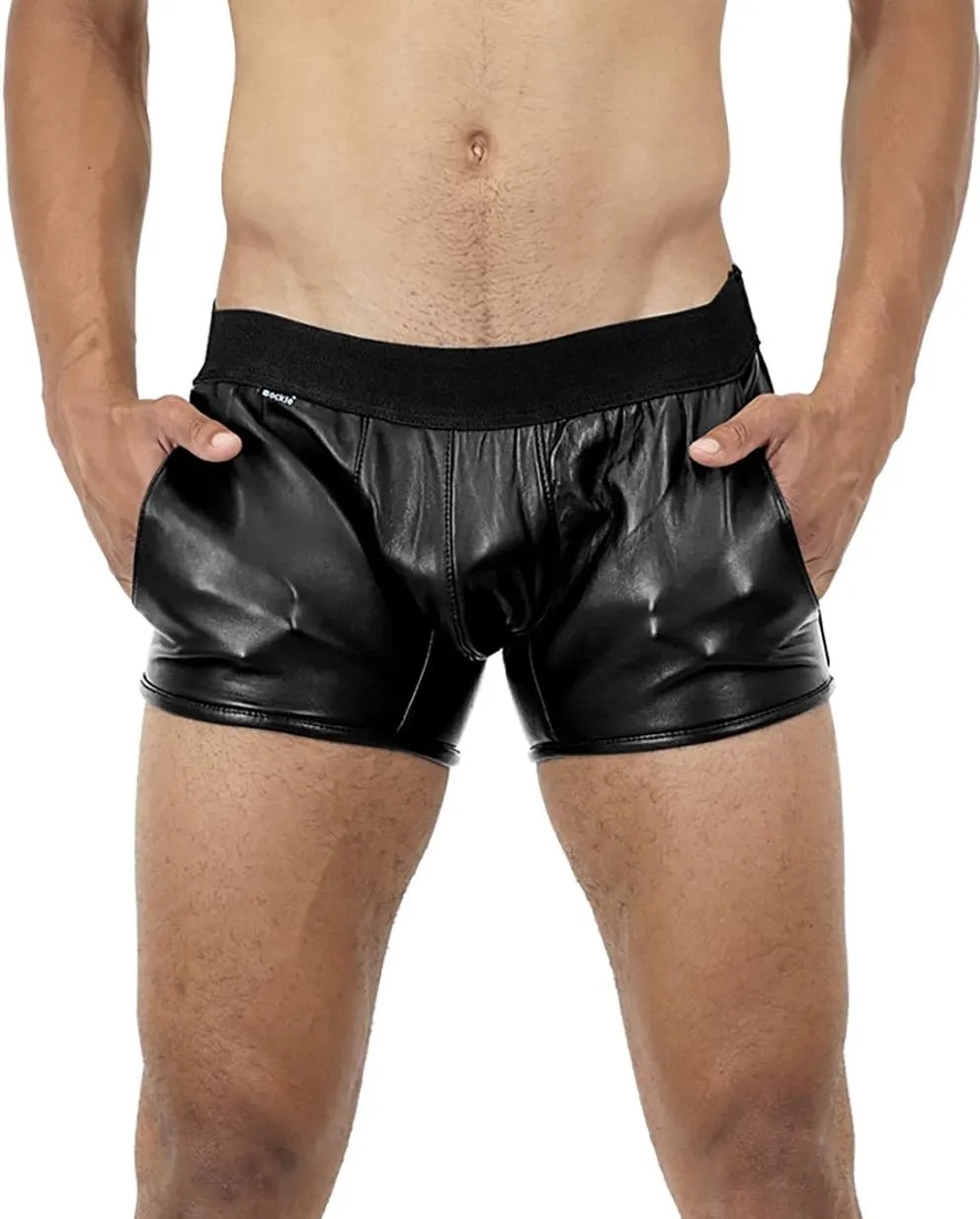 Bockle New Boxer Lamb leather pants Men jeans Man Boxershorts underwear Hipster Shorts Leather Pants Briefs