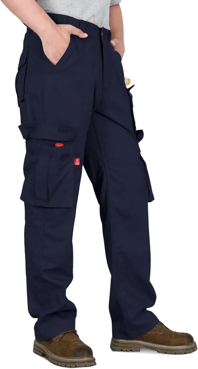 BOCOMAL FR Pants for Men Cargo Pockets Flame Resistant/Fire Retardant Elastic Waist Water & Oil Repellent Finish