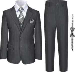 Boy Suits Stripe Tuxedo Suit Set Complete Outfit Formal Wedding Party Wear Ring Bearer Outfit