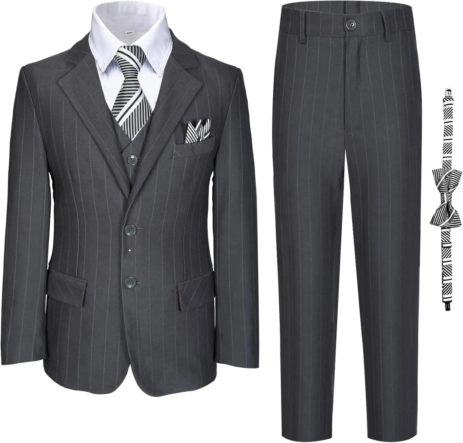 Boy Suits Stripe Tuxedo Suit Set Complete Outfit Formal Wedding Party Wear Ring Bearer Outfit