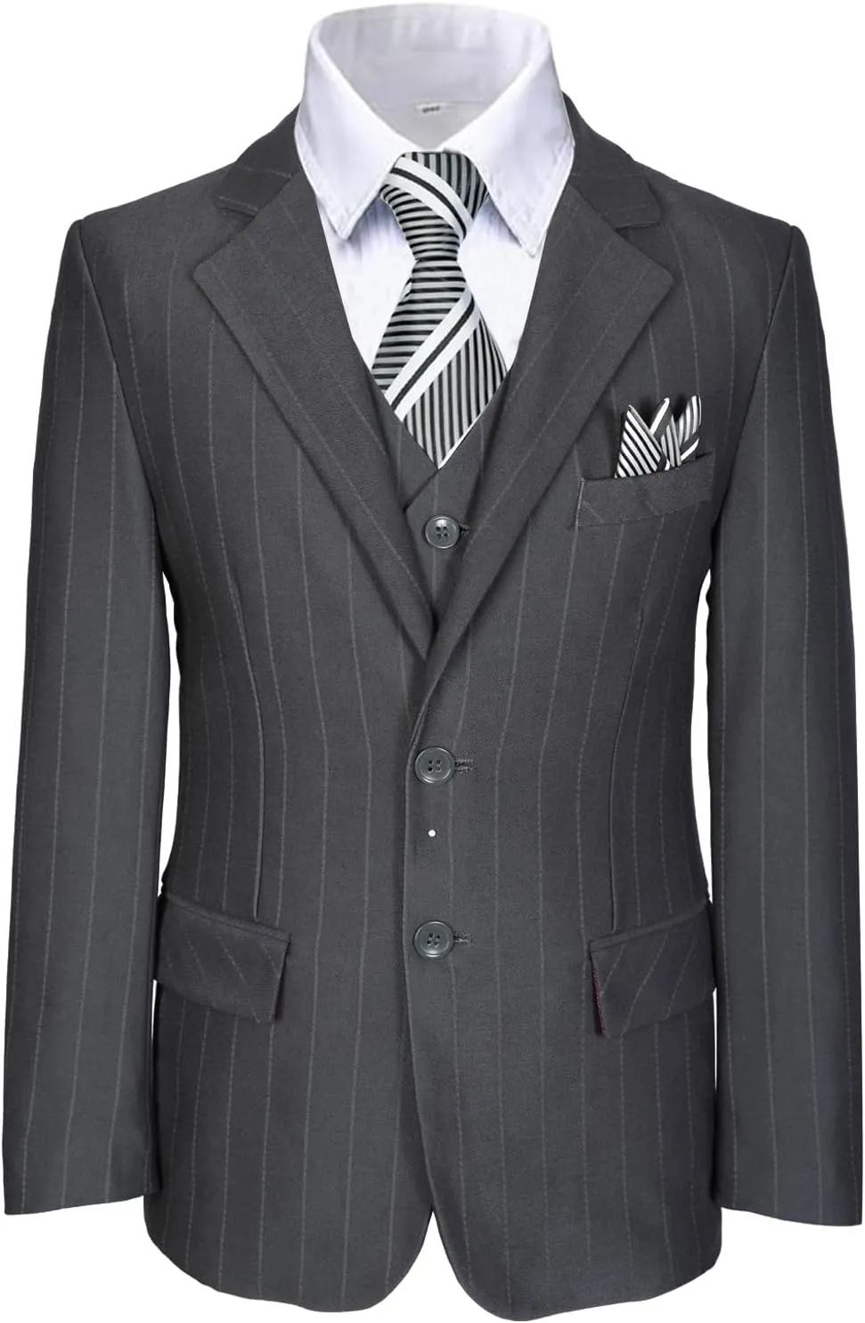 Boy Suits Stripe Tuxedo Suit Set Complete Outfit Formal Wedding Party Wear Ring Bearer Outfit