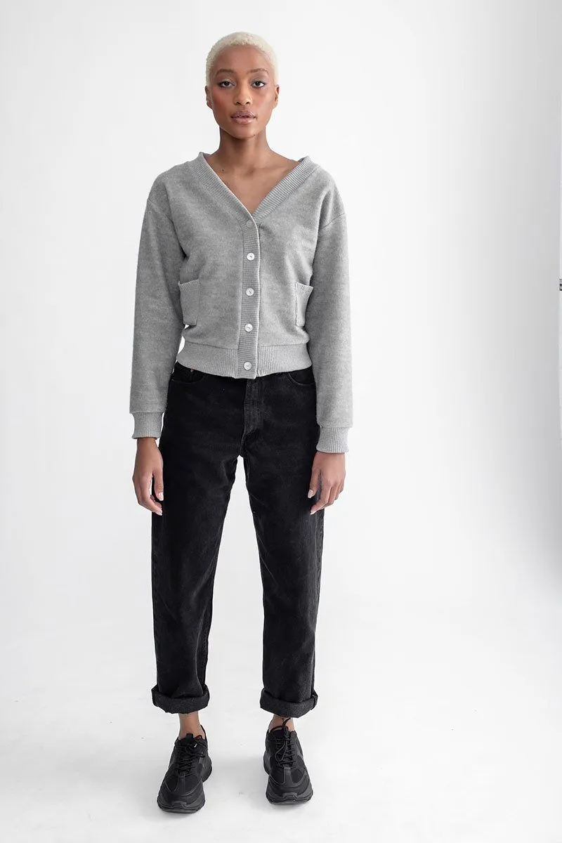 Boyfriend Button Up Cardi Heather Grey