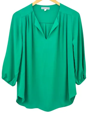 Bright Winter Aurora Split Neck Pleated Blouse