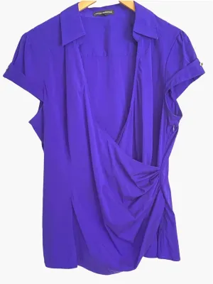 Bright Winter Purple Faux-Wrap Blouse