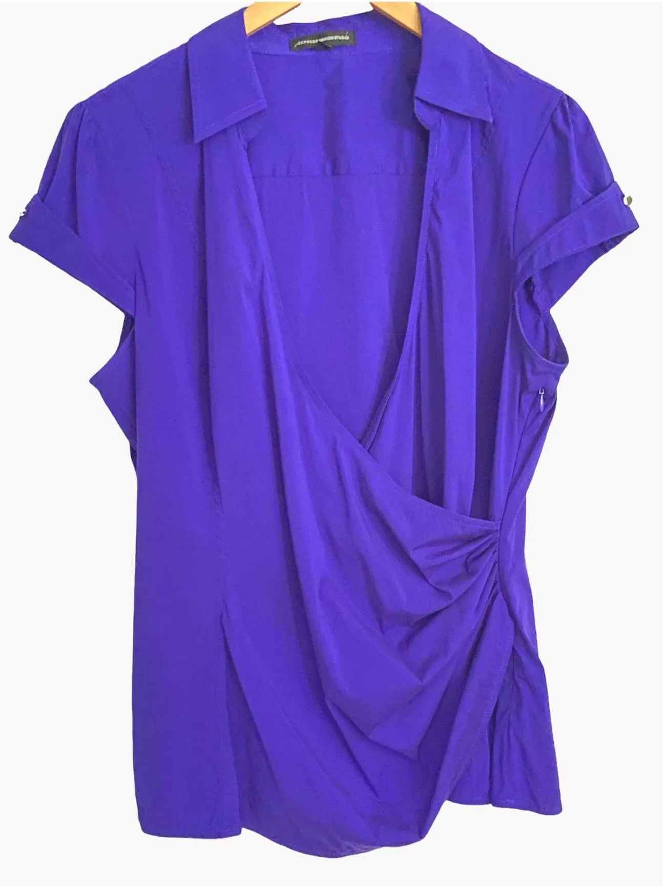 Bright Winter Purple Faux-Wrap Blouse