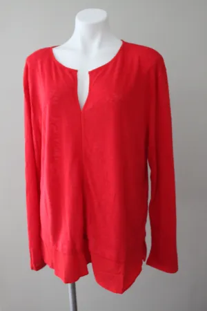 Bright Winter Red Split Collar Tunic