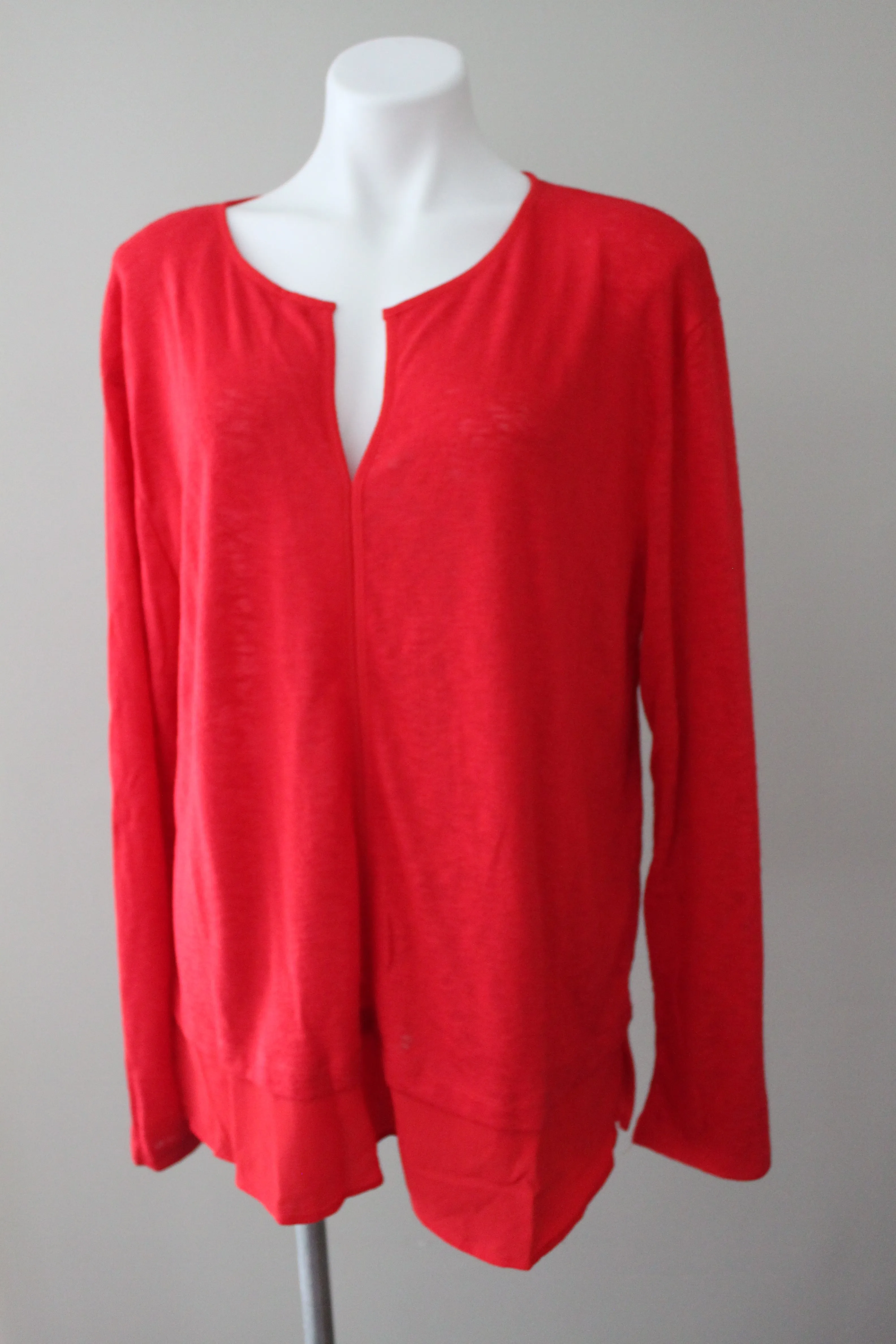 Bright Winter Red Split Collar Tunic