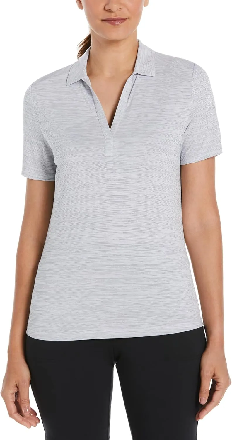 Callaway Women's Broken Stripe Golf Polo, Sun Protection, Moisture-Wicking, Lightweight, Performance Collared Shirt
