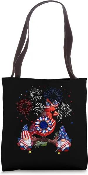Cardinal Bird Bow Tie US Flag Gnomes Sunflower 4th Of July Tote Bag