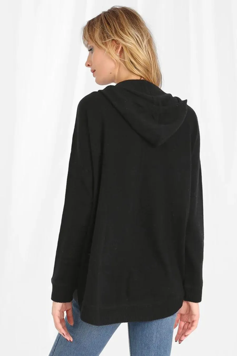 Cashmere Oversized Zip Hoodie Black