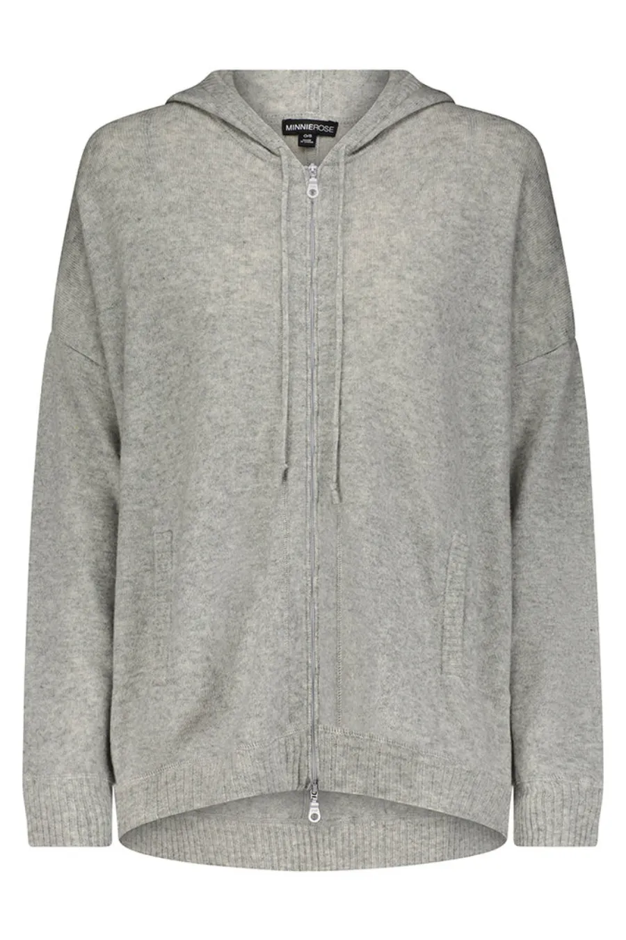 Cashmere Oversized Zip Hoodie Light Heather Grey