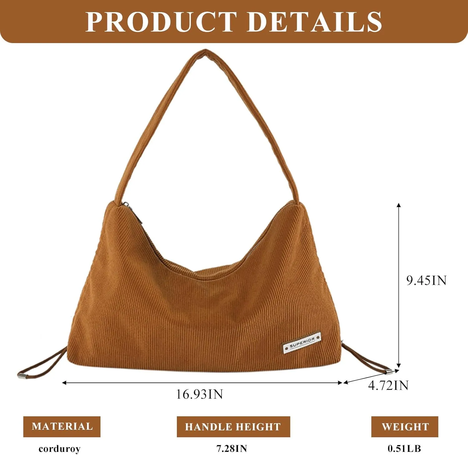 Corduroy Tote Bag for Women, Large Corduroy Hobo Purses Aesthetic Tote Bag Shoulder Handbags