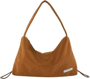 Corduroy Tote Bag for Women, Large Corduroy Hobo Purses Aesthetic Tote Bag Shoulder Handbags