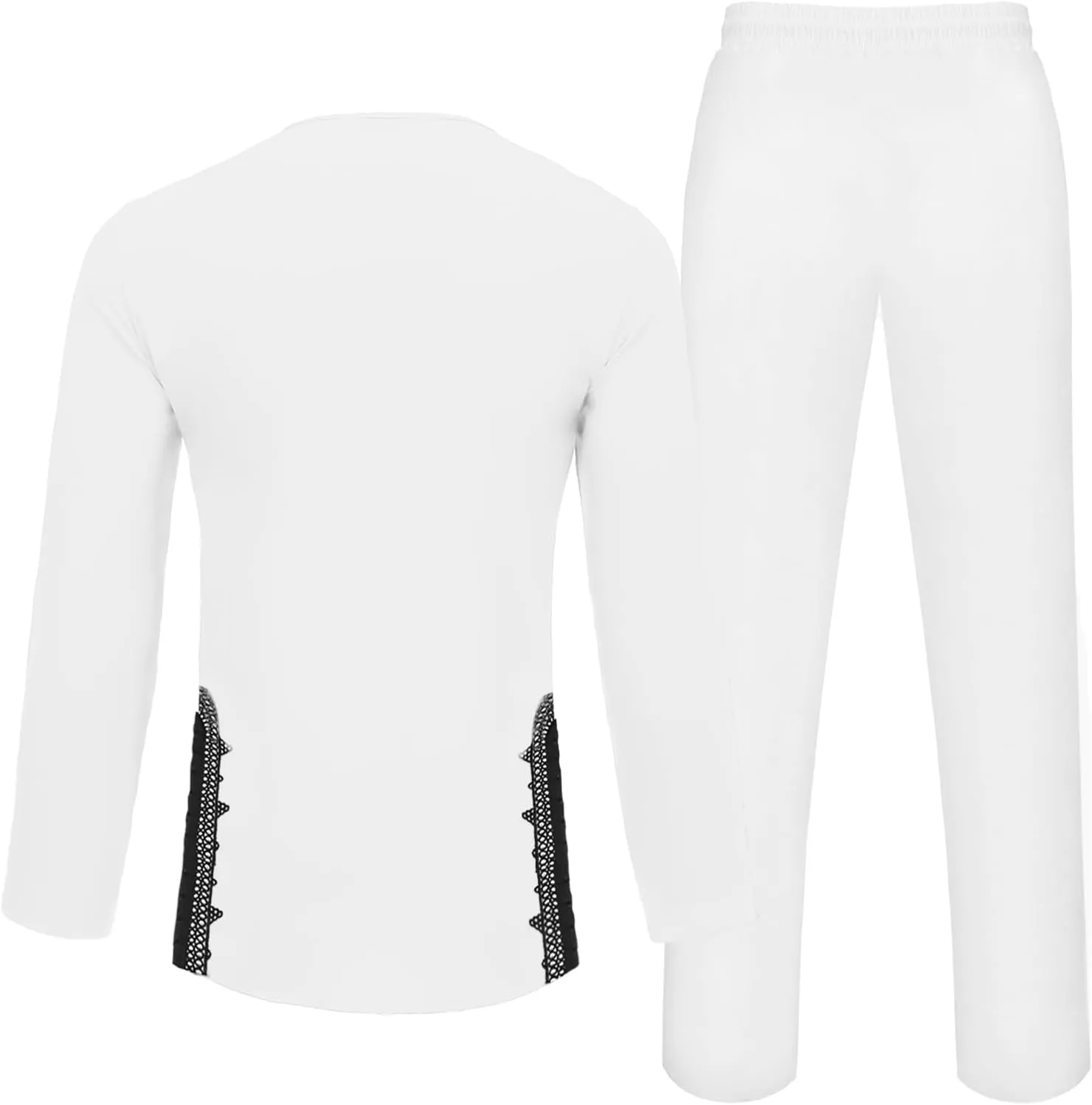 Daupanzees Men's African 2 Piece Set Traditional Dashiki Suit Lace Embroidered Pullover Shirt and Solid Pants Outfit