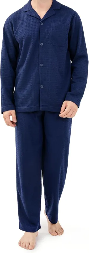 DAVID ARCHY Mens Pajamas Set Waffle Knit Sleepwear Warm & Soft Loungewear Notched Collar with Roomy Pockets Pjs