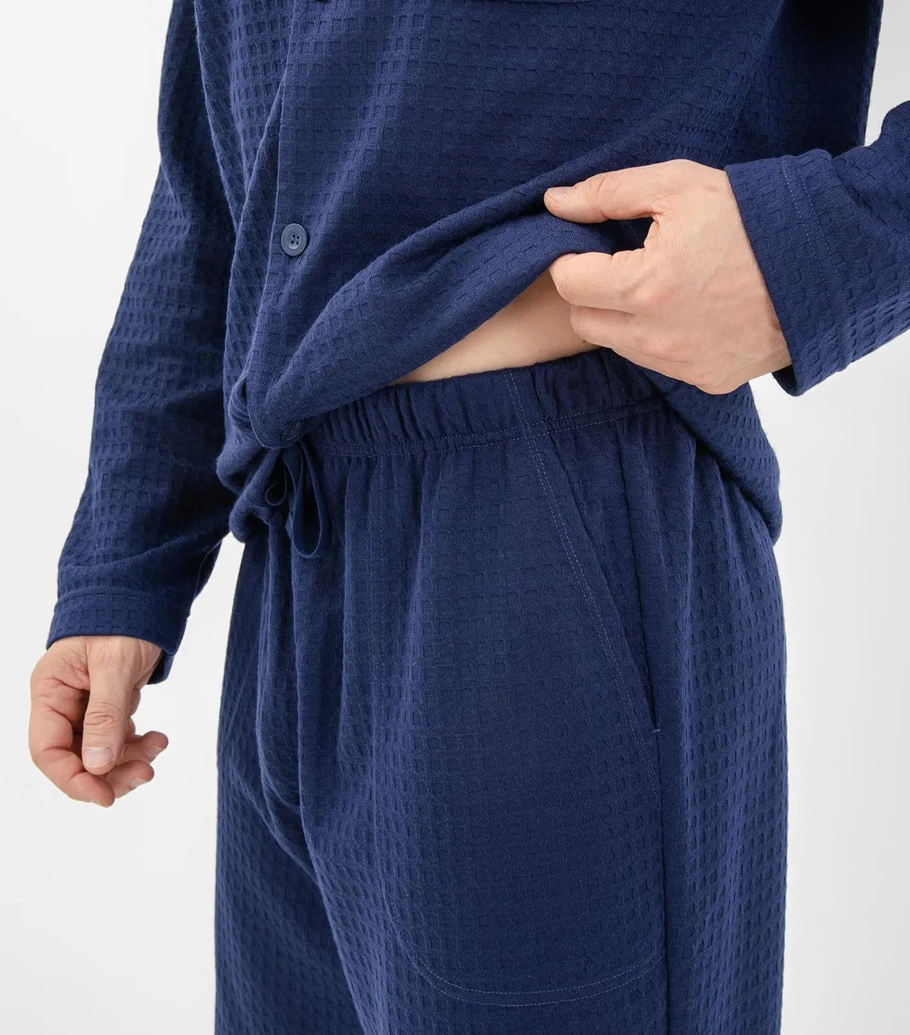 DAVID ARCHY Mens Pajamas Set Waffle Knit Sleepwear Warm & Soft Loungewear Notched Collar with Roomy Pockets Pjs