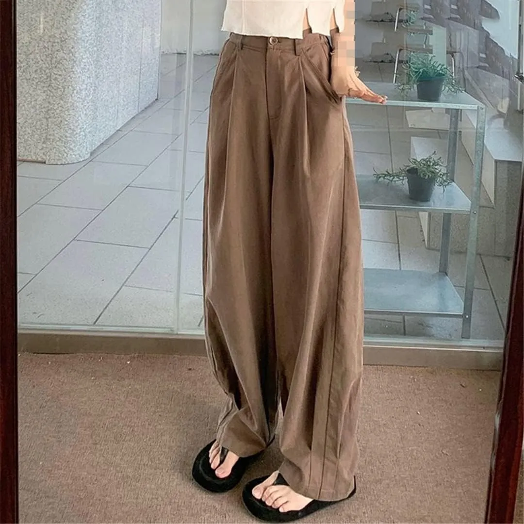 Deepsko Women's Summer Polyester Korean Style Loose Elastic Waist Harem Pants