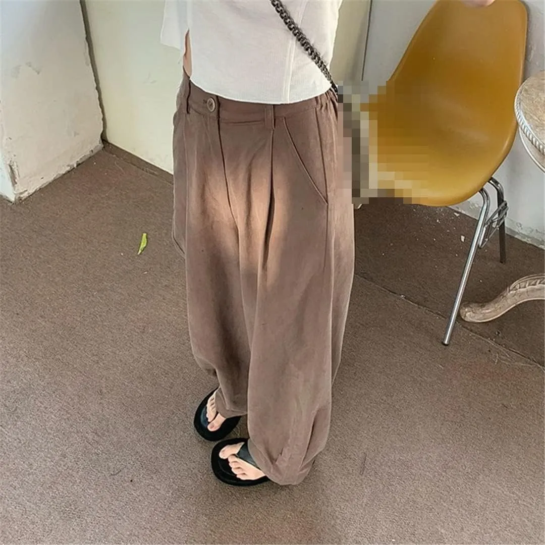 Deepsko Women's Summer Polyester Korean Style Loose Elastic Waist Harem Pants