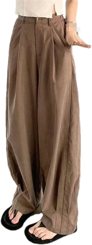 Deepsko Women's Summer Polyester Korean Style Loose Elastic Waist Harem Pants