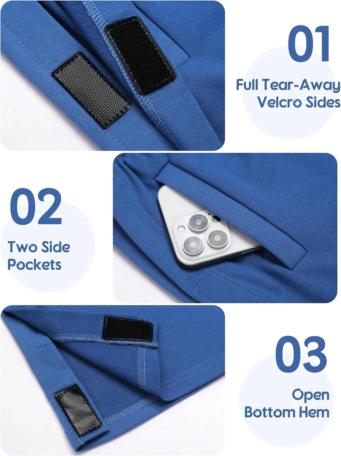 Deyeek Tear Away Pants for Women Side Snap Button Sweatpants Loose Fit Casual Post Surgery Adaptive Clothing with Pockets