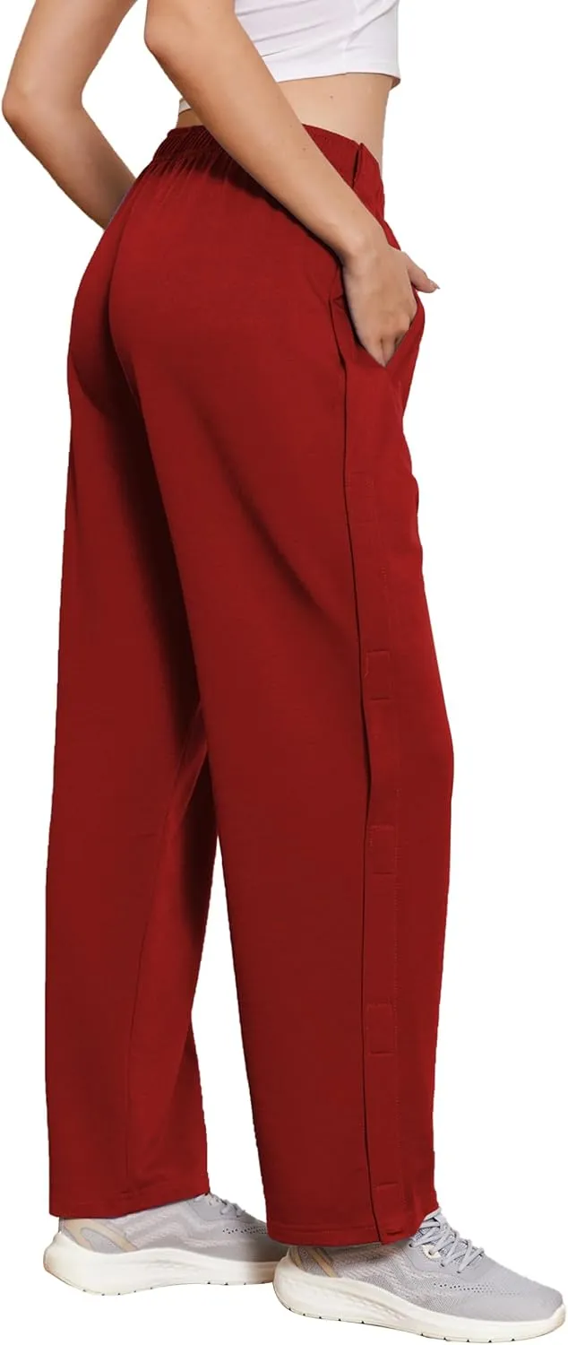 Deyeek Tear Away Pants for Women Side Snap Button Sweatpants Loose Fit Casual Post Surgery Adaptive Clothing with Pockets