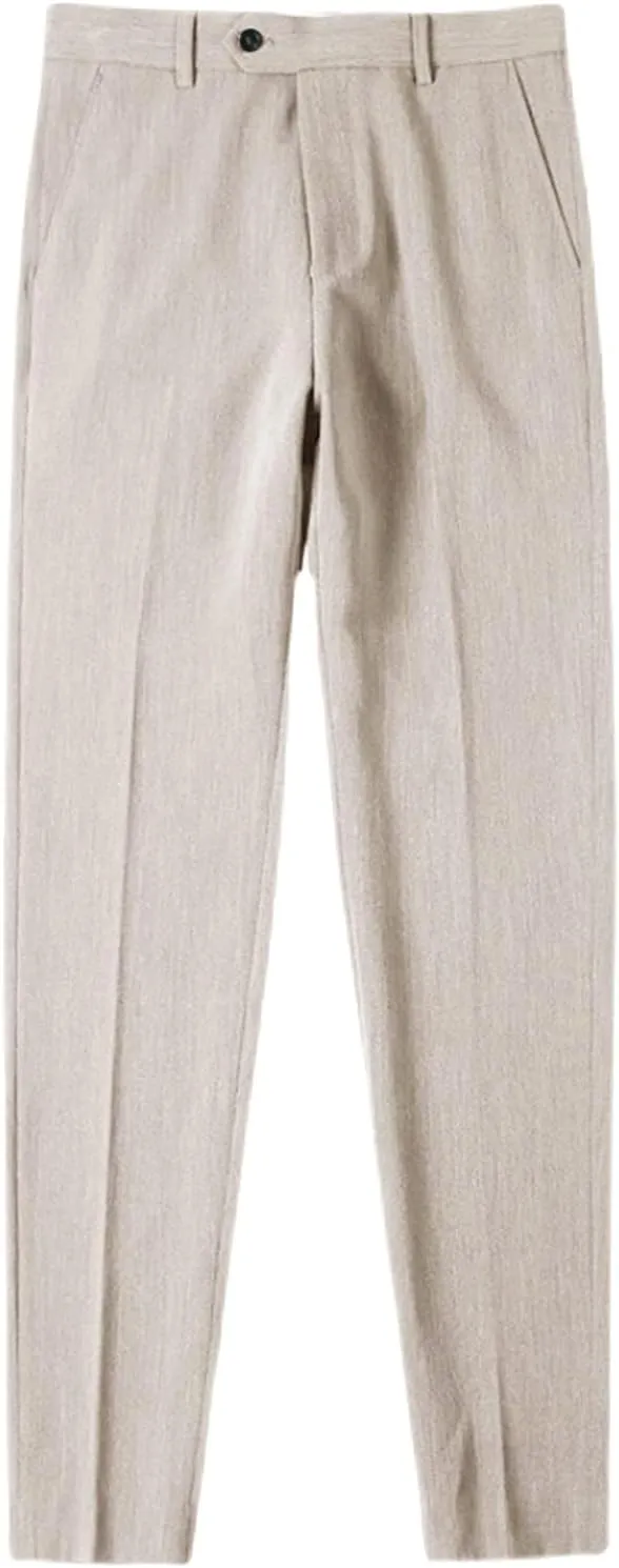 DGHM-JLMY Men's Summer Thin British Cropped Pants Slim Fit Ankle-Length Dress Pants Stretch Cropped Skinny Pants