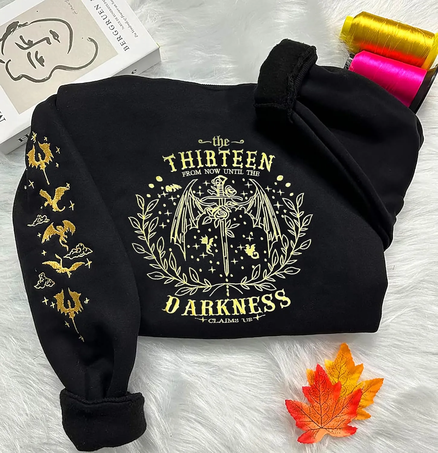 Embroidered Book Lovers Sweatshirt, Throne The Thirteen of Glass Sweatshirts, Tog merch, Throne O G merchandise