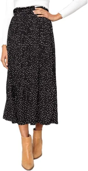 EXLURA Womens High Waist Polka Dot Pleated Maxi Skirt Midi Swing Skirt Beach Vacation Cruise Outfits with Pockets