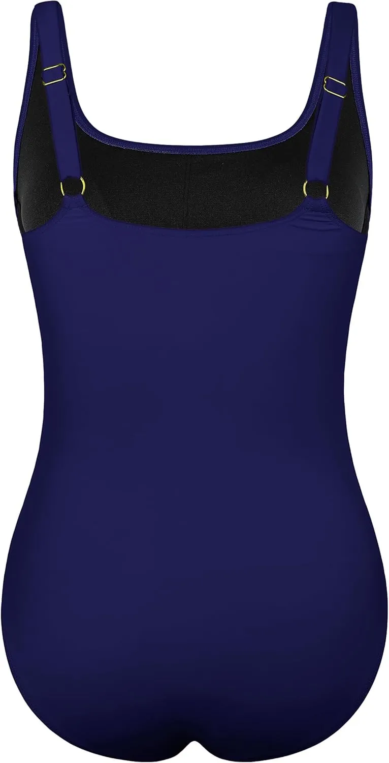 Firpearl Underwire Swimsuits for Women Ruched Tummy Control Long Torso One Piece Bathing Suits Push Up Modest Swimwear